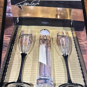 Vintage 1994 Jackie Collin’s‎ Gold and Black Champagne Flute Set